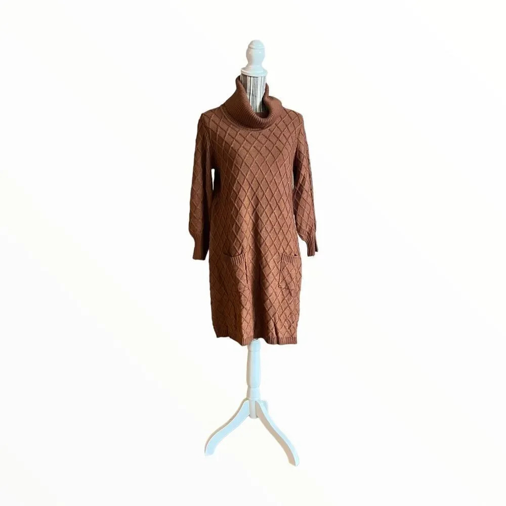 ELIZA J | Nutmeg | CABLE KNIT POCKET SWEATER DRESS - Picture 4 of 6